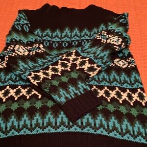 Navy and Teal Patterned Sweater Talbots’s size 1X